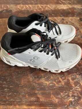 On Running Womens Cloudace Running Shoes - Light Gray/Black with Orange Accent